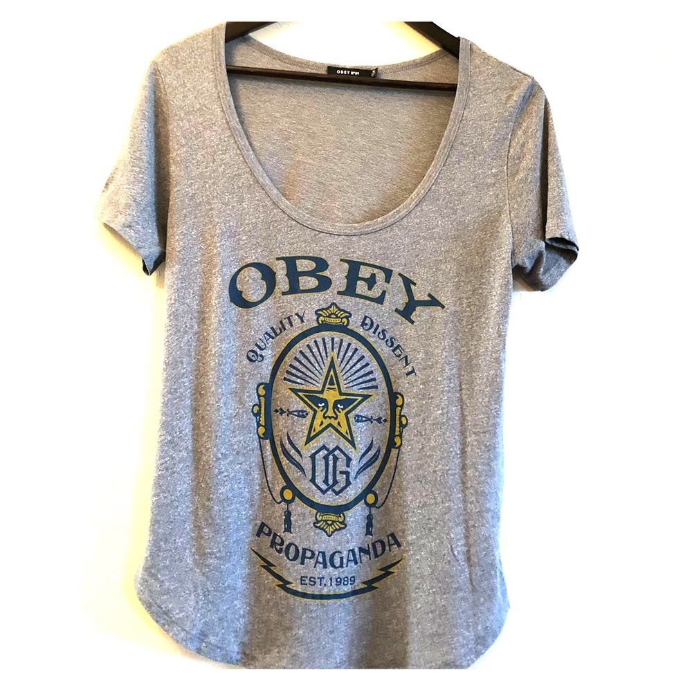 EUC OBEY GREY T-SHIRT SIZE MEDIUM
